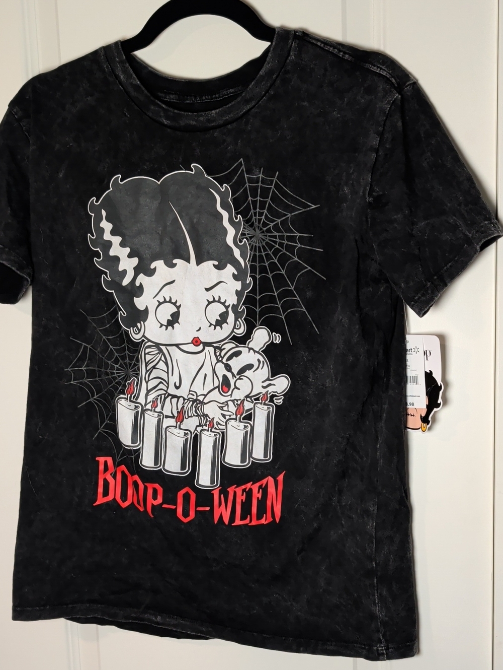 Betty Boop Black Graphic Tee with Red 'Boop-O-Ween' Print